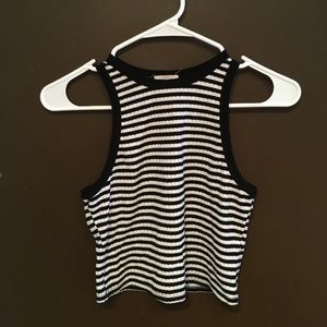 Black and white striped tank top, cropped